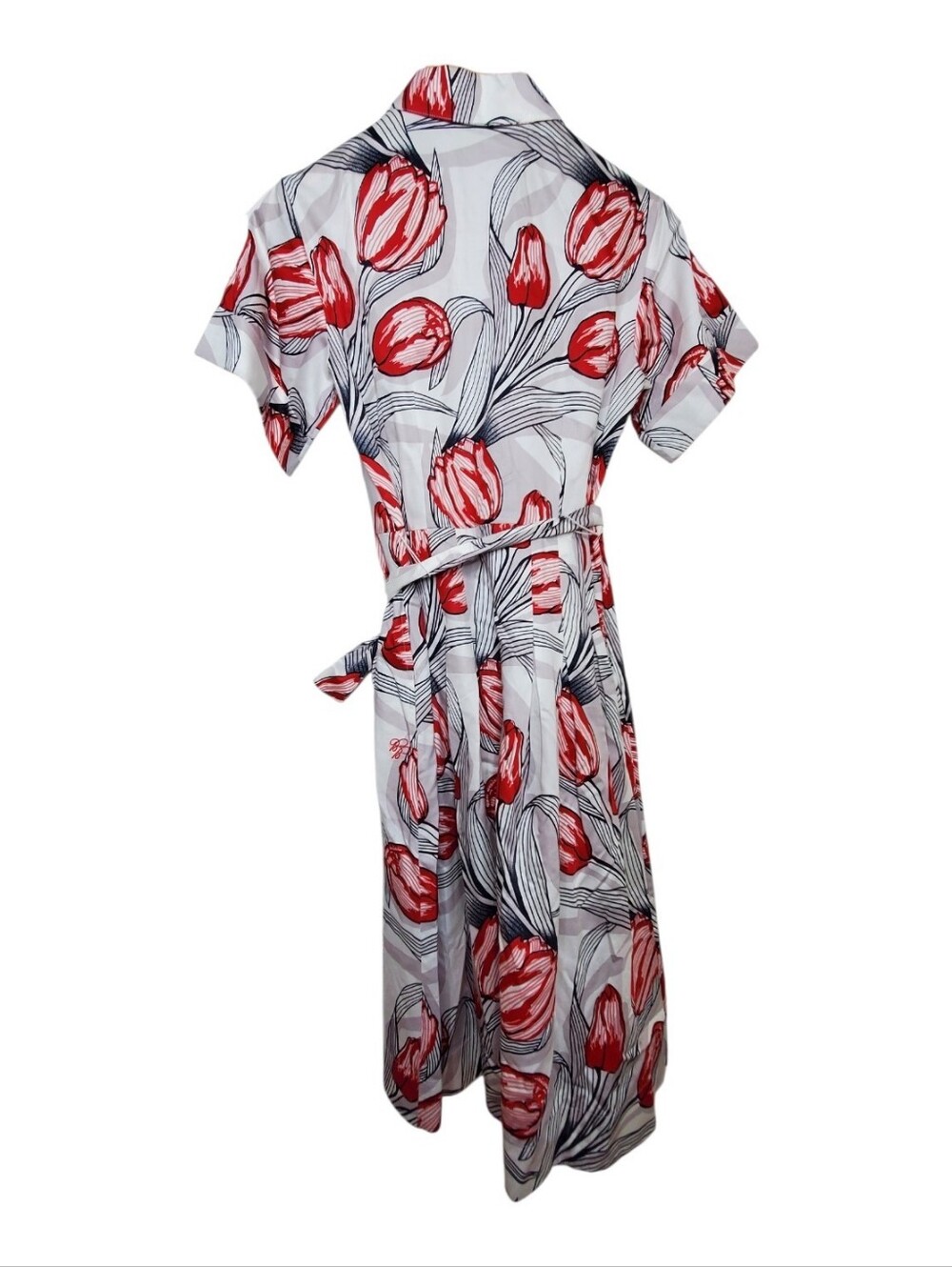 Brooks Brothers Cotton Tulip Shirtdress Belted Size 4 Feminine Cottagecore - Picture 3 of 9